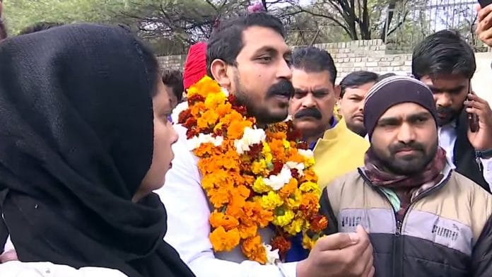 Bhim Army Chief Chandrashekhar Azad speaks to media before visiting Ravidas temple, in New Delhi on 17 January | Photo: ANI