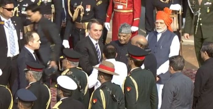 Brazilian President Jair Bolsonaro during Republic Day Parade in New Delhi on 26 January 2020 | Photo: Twitter @ANI