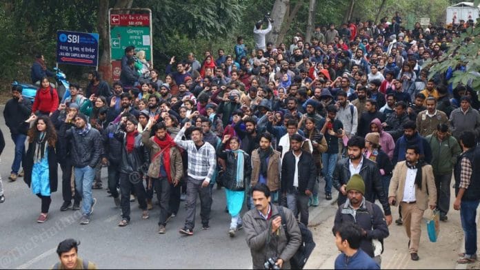 Students protest against the attack on JNU campus