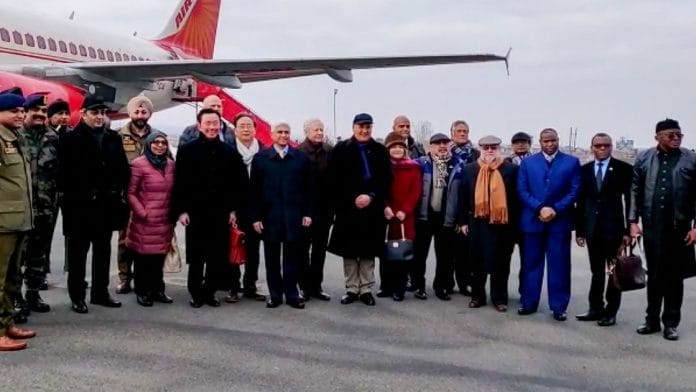 The 17-nation foreign delegation at the Srinagar airport