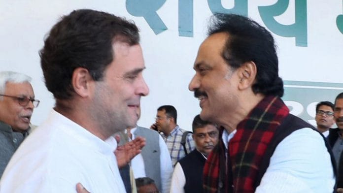 File image of Congress leader Rahul Gandhi and DMK president M.K. Stalin | Photo: ANI