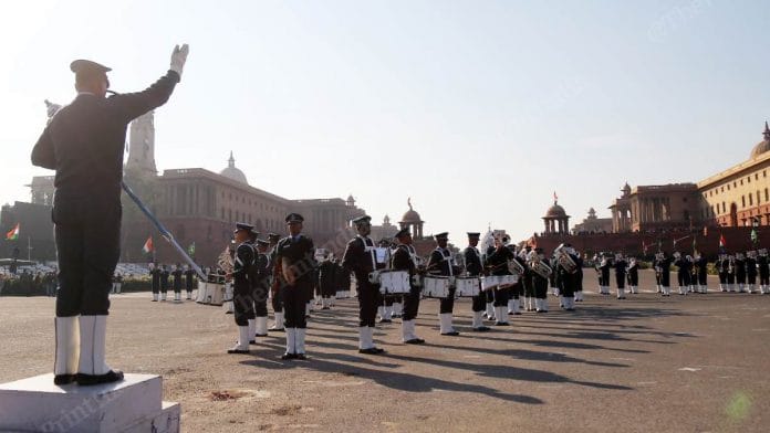 A rehearsal of Beating the Retreat at Vijay Chowk in New Delhi. | Photo: Suraj Singh Bisht/ThePrint