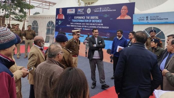 Police officials checking preparation for the Defence Expo at the venue in Lucknow | By special arrangement