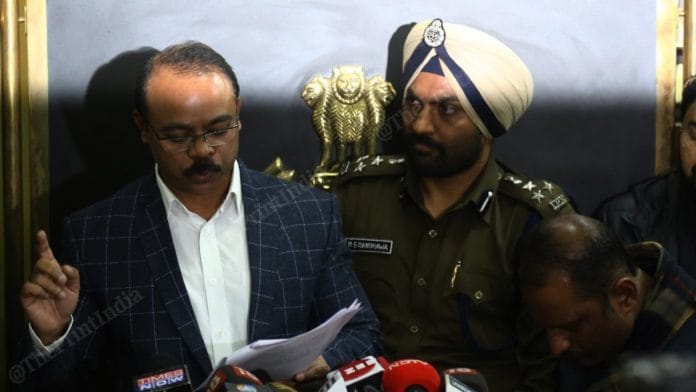 DCP (Crime) Joy Tirkey and DCP (Central) M.S. Randhawa, who is also the Delhi Police spokesperson. | Manisha Mondal | ThePrint