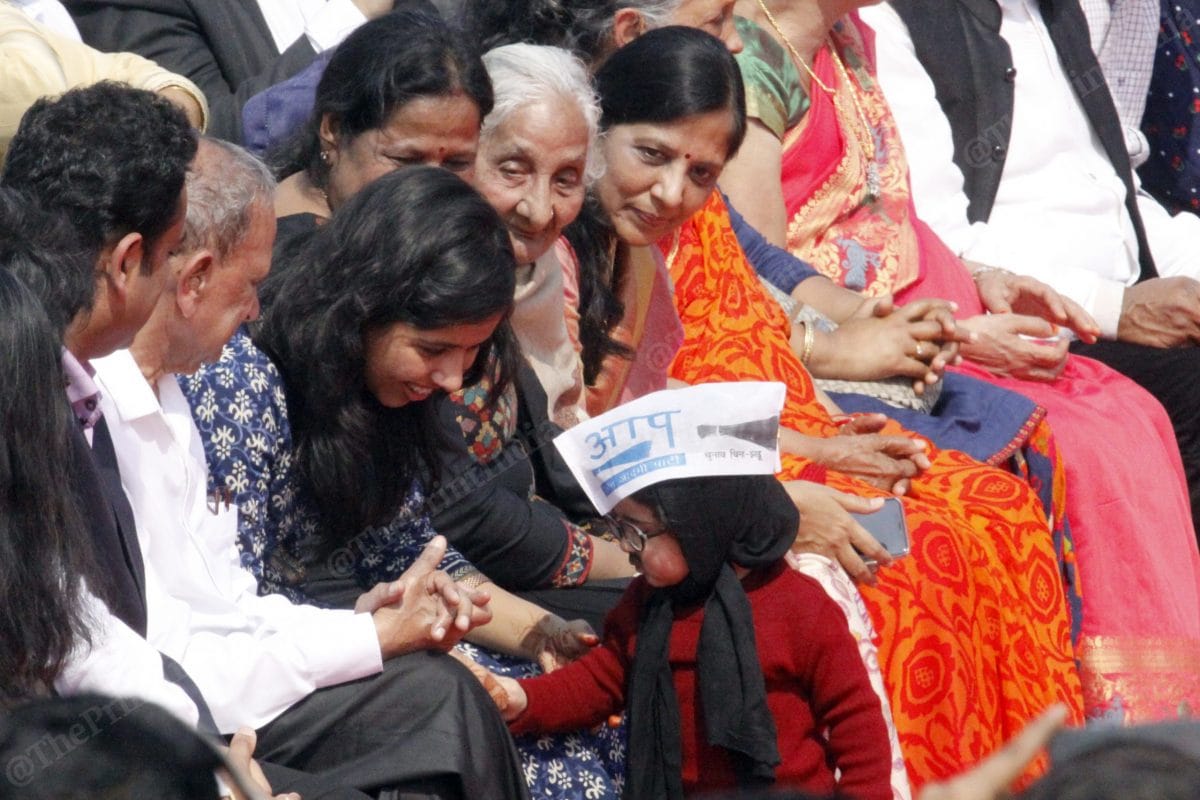 Baby Kejriwal plays with Arvind Kejriwal's daughter Harshita Kejriwal | Photo: Praveen Jain | ThePrint