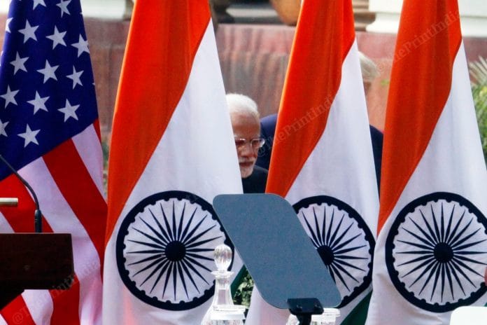 PM Modi at Hyderabad House just moments before he addressed the media | Praveen Jain | ThePrint