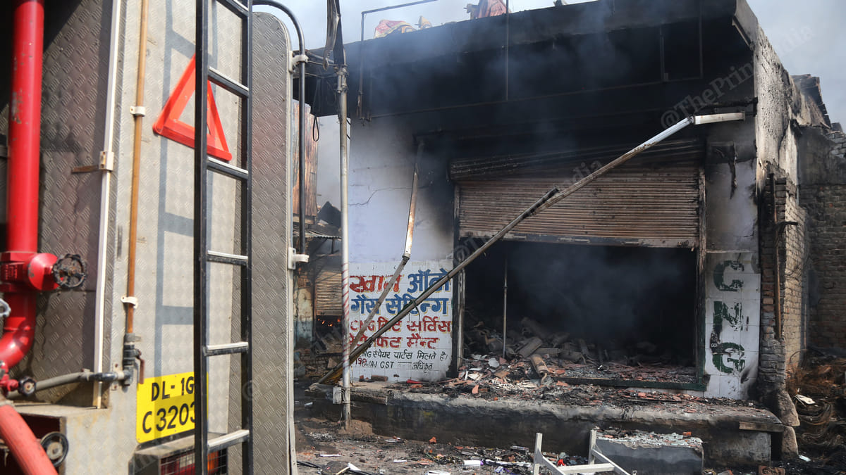The burnt down tyre market Tuesday | Photo: Manisha Mondal | ThePrint