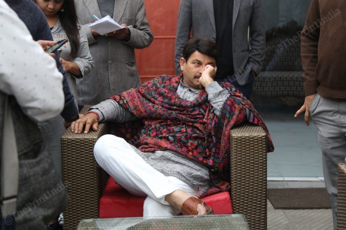 Delhi BJP President Manoj Tiwari at his residence