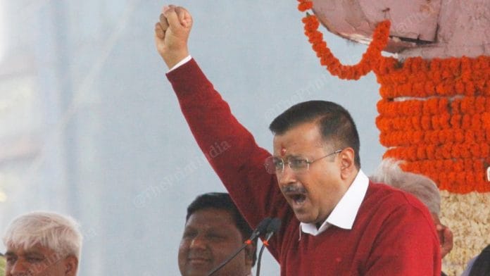 Arvind Kejriwal takes oath as the Delhi chief minister Sunday | Photo: Suraj Singh Bisht | ThePrint