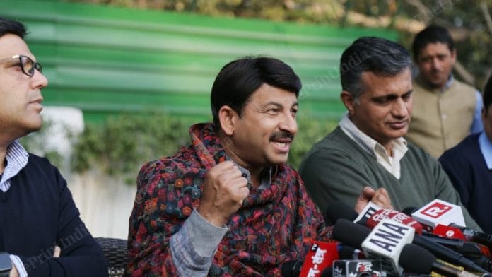 Delhi BJP president Manoj Tiwari addresses press conference at his residence | Manisha Mondal | ThePrint