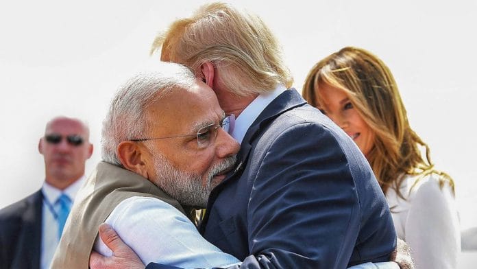 PM Narendra Modi hugs US President Donald Trump at Ahmedabad airport on 24 February