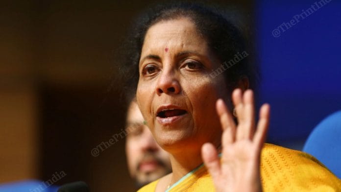 File image of Finance Minister Nirmala Sitharaman | Photo: Suraj Singh Bisht | ThePrint