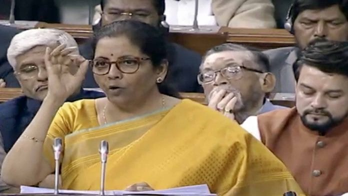 Finance Minister Nirmala Sitharaman presenting the Union Budget