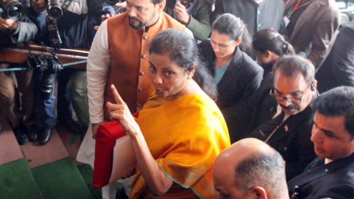 Finance Minister Nirmala Sitharaman in Parliament to present Union Budget 2020-21 Saturday | Photo: Praveen Jain | ThePrint