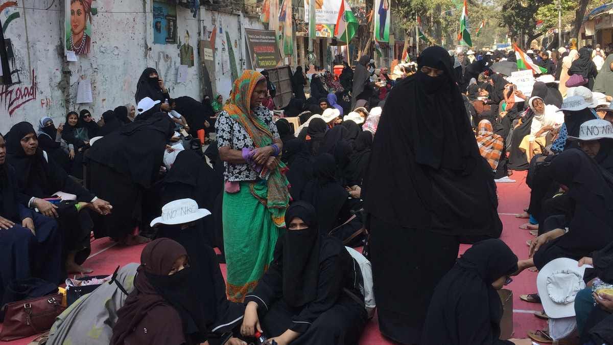 Women at the protest site
