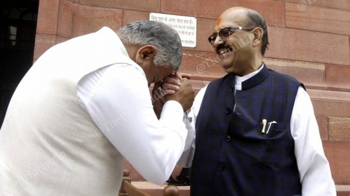 A file photo of Amar Singh with Gen V.K. Singh (retd) | Photo: Praveen Jain | ThePrint