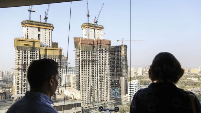 Residential towers Lodha The Park of Lodha Developers International Ltd. sit in Mumbai