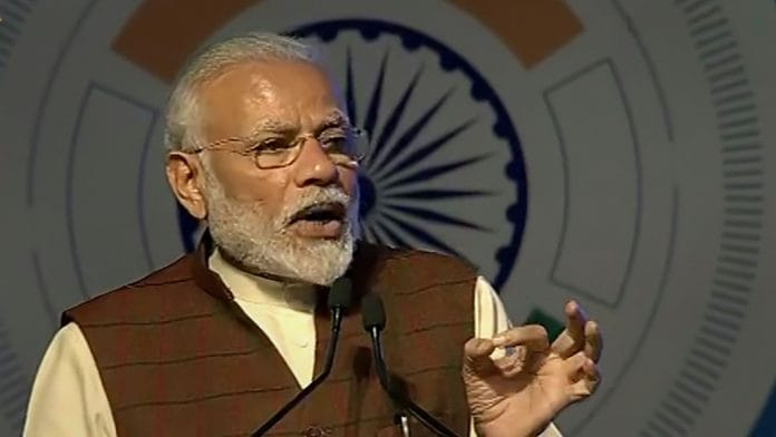 File image of Prime Minister Narendra Modi speaking during the 11th edition of DefExpo, in Lucknow in February | PTI