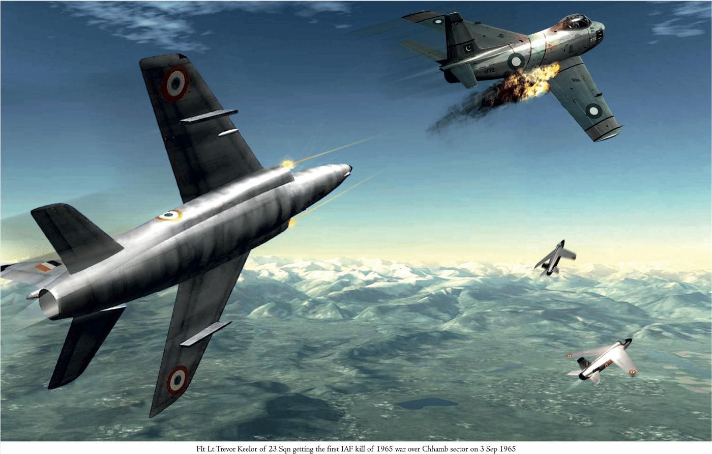 Flt Lt Trevor Keelor of 23 Sqn getting the first IAF kill of 1965 war over Chhamb sector on 3 September 1965. | Photo: Author's collection 