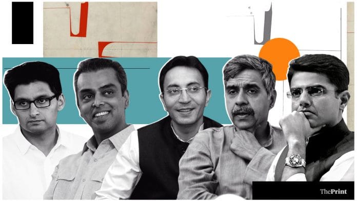 From left: Deepender Hooda, Milind Deora, Jitin Prasada, Sandeep Dikshit and Sachin Pilot