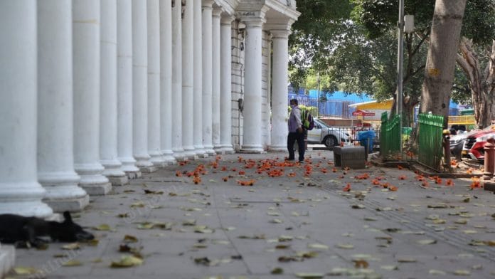 A deserted Connaught Place in Delhi during the janata curfew | Photo: Suraj Singh Bisht | ThePrint