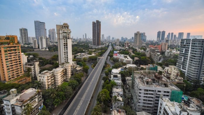 An aerial view of Mumbai during nation-wide lockdown in wake of coronavirus pandemic, 25 March | PTI