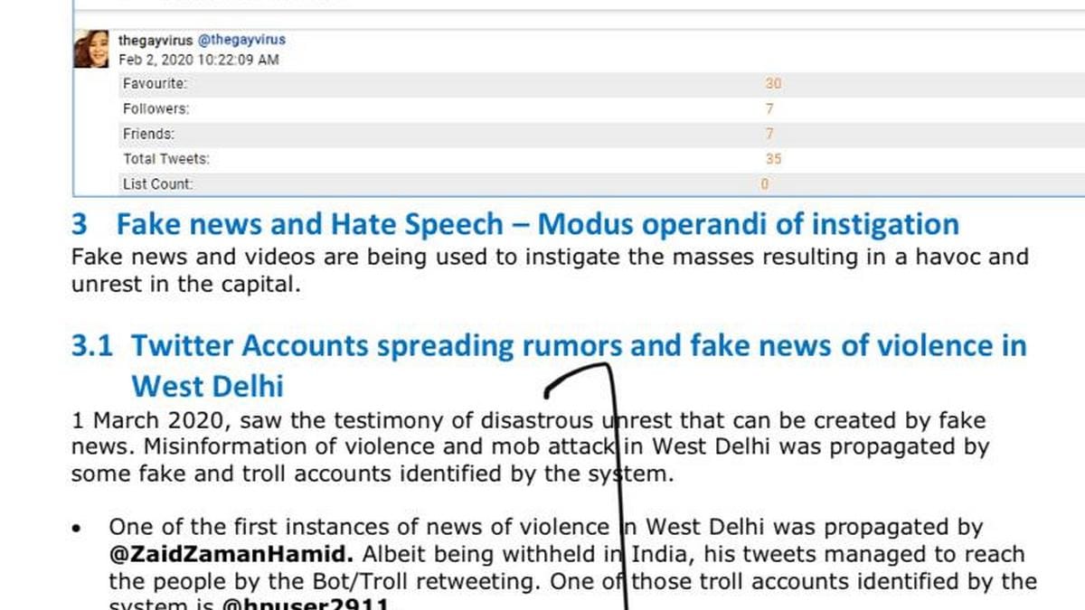 A page from the Delhi Police report | By special arrangement