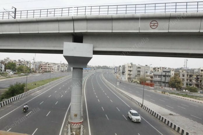 Empty roads in Delhi on account of the lockdown imposed to check the COVID-19 pandemic