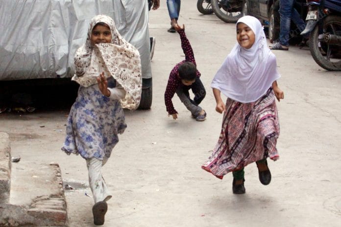 Kids playing on the streets of Mustafabad on Monday. Mustafabad was one of the worst-affected areas in the Northeast Delhi riots | Photo: Praveen Jain | ThePrint