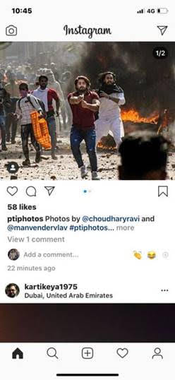 A screenshot of PTI's now-deleted Instagram post.