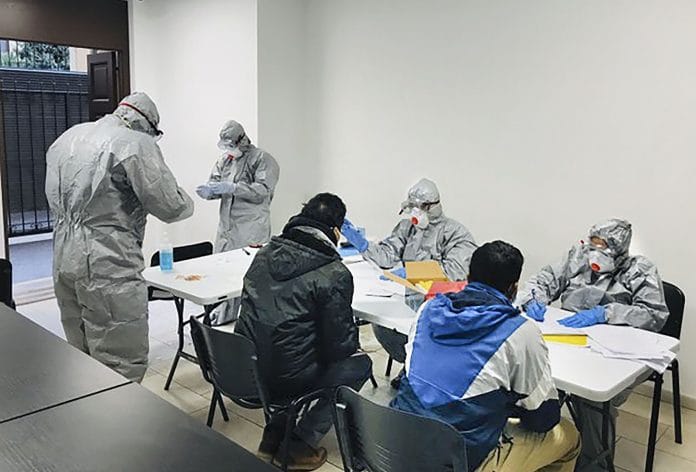 Medical team at work in the Embassy at Rome, collecting samples of Indian nationals for testing COVID-19 | PTI