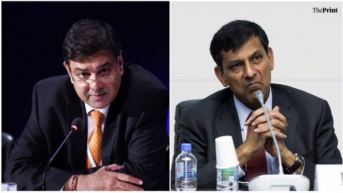 Former RBI governors Urjit Patel (left) and Raghuram Rajan | Image: ThePrint Team