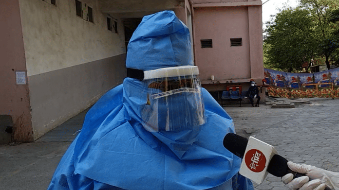 Pulmonologist Dr Ravi Dosi outside the Covid-19 facility at Sri Aurobindo Institute of Medical Sciences in Indore. | Photo: ThePrint
