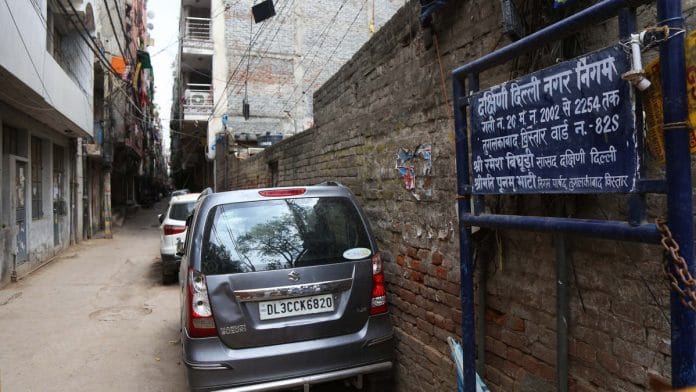 Gali number 26, the epicentre of the Tughlaqabad Extension Covid-19 hotspot in Delhi | Photo: Manisha Mondal | ThePrint