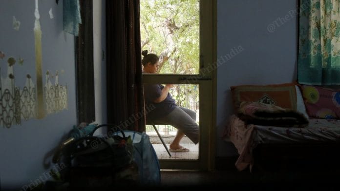 Sitting in my balcony while my room is locked from the outside by hostel authorities. The photo has been clicked through a camera controlled by my phone through Wi-Fi | Photo: Manisha Mondal | ThePrint