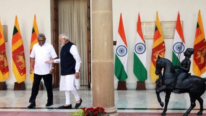 Sri Lankan President Gotabaya Rajapaksa with PM Narendra Modi in Hyderabad House in November 2019 | Praveen Jain | ThePrint