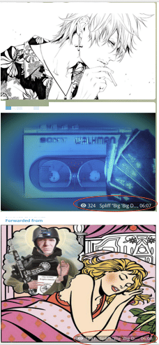 An example of the escalatory nature of the terrorgram community, demonstrating how a channel ostensibly devoted to sharing “jokes and memes” cross-posts a meme from another “terrorwave” extremist channel and receives an increase in views. (Source: Telegram)