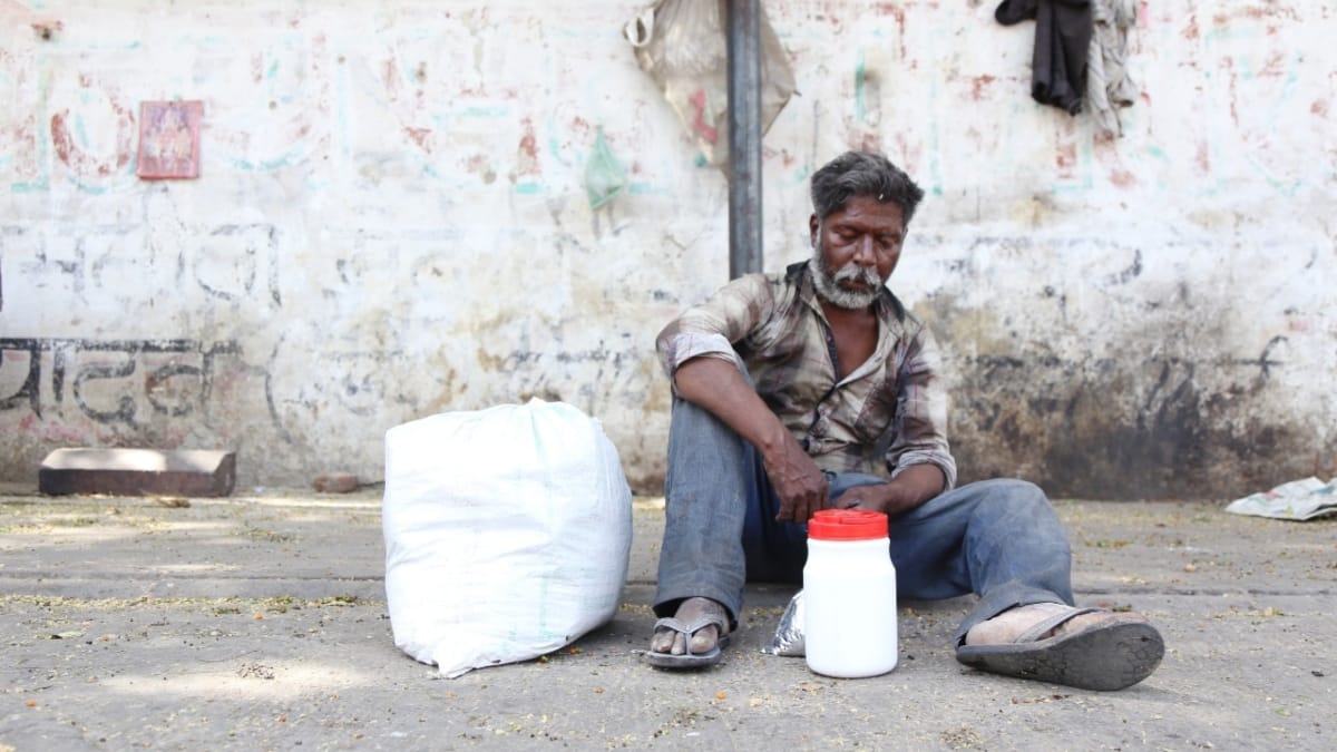 Saroj Kumar, a cart-puller in the Sadar Bazar area, which has now been sealed