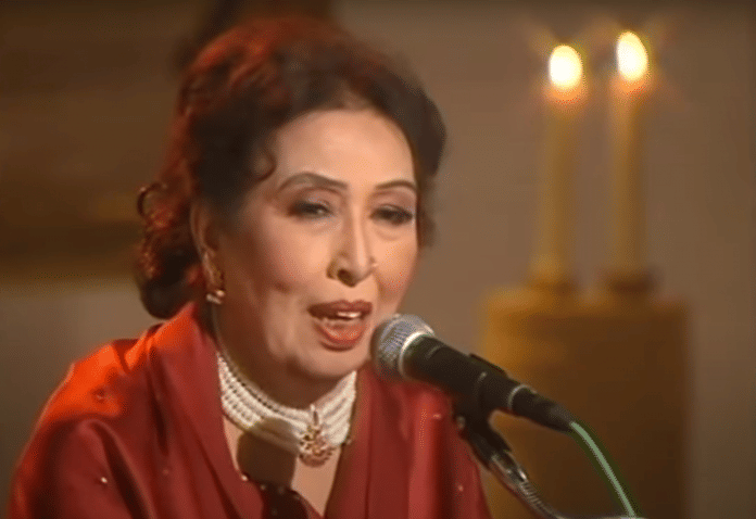 YouTube screengrab of Iqbal Bano performing