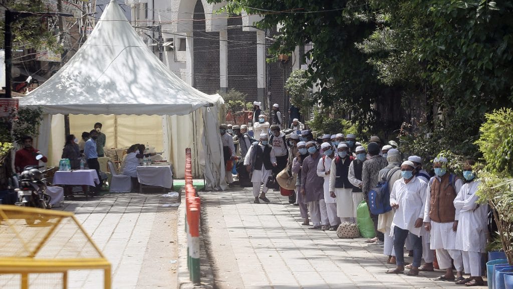 File image of Tablighi Jamaat attendees being moved out of the Nizamuddin Markaz mosque in New Delhi | Photo: ANI