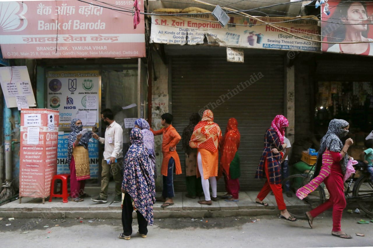 Women of Mustafabad on the streets looking for ration in the national capital. | Photo: Manisha Mondal/ThePrint