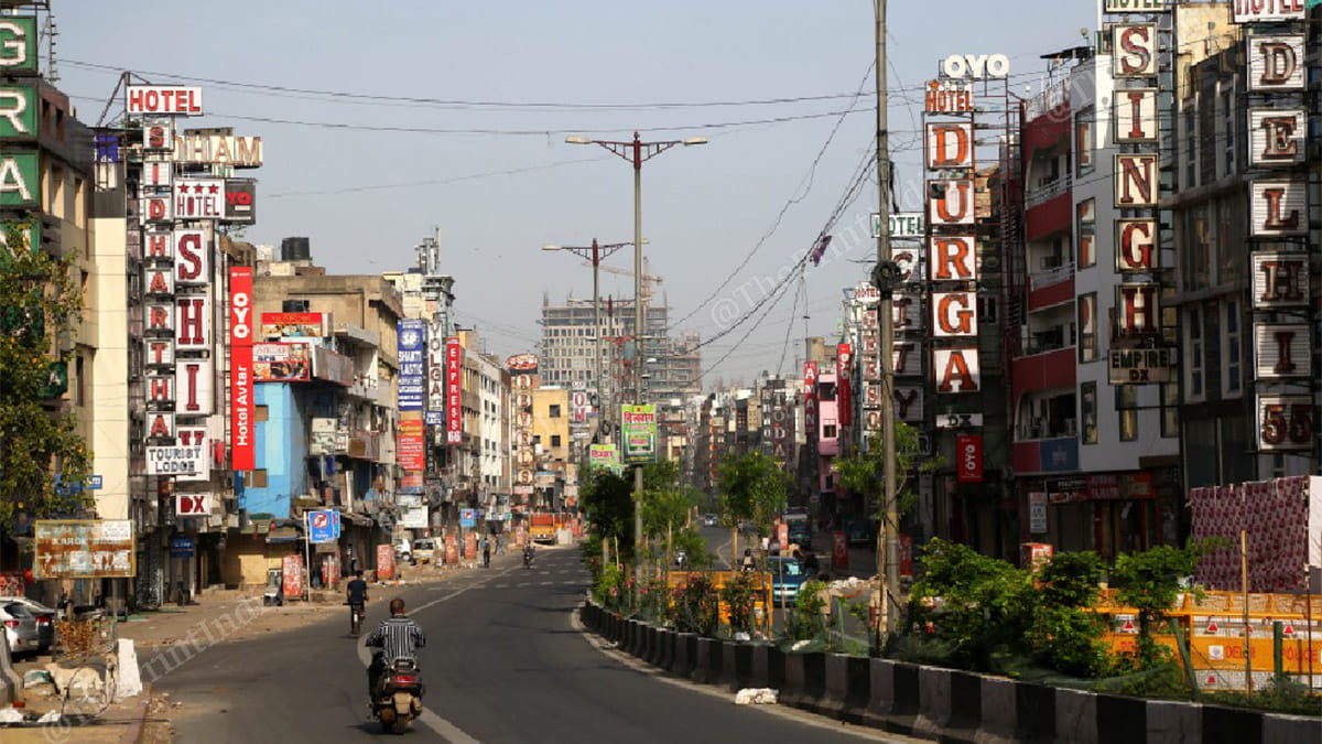 A deserted street in Paharganj during the nationwide lockdown | Photo: Suraj Singh Bisht | ThePrint