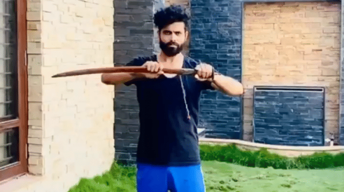 Ravindra Jadeja's sword celebration video