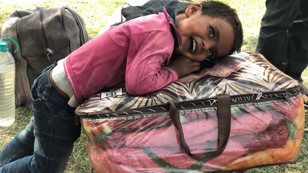 A 4-year-old girl in her playful mood