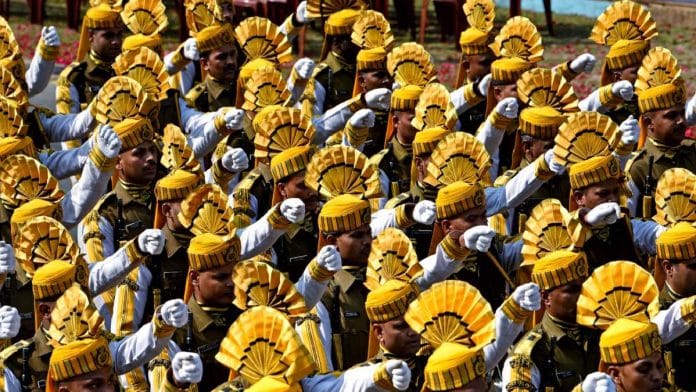 A contingent of the CISF march during a dress rehearsal for Republic Day in Kolkata | ANI File Photo