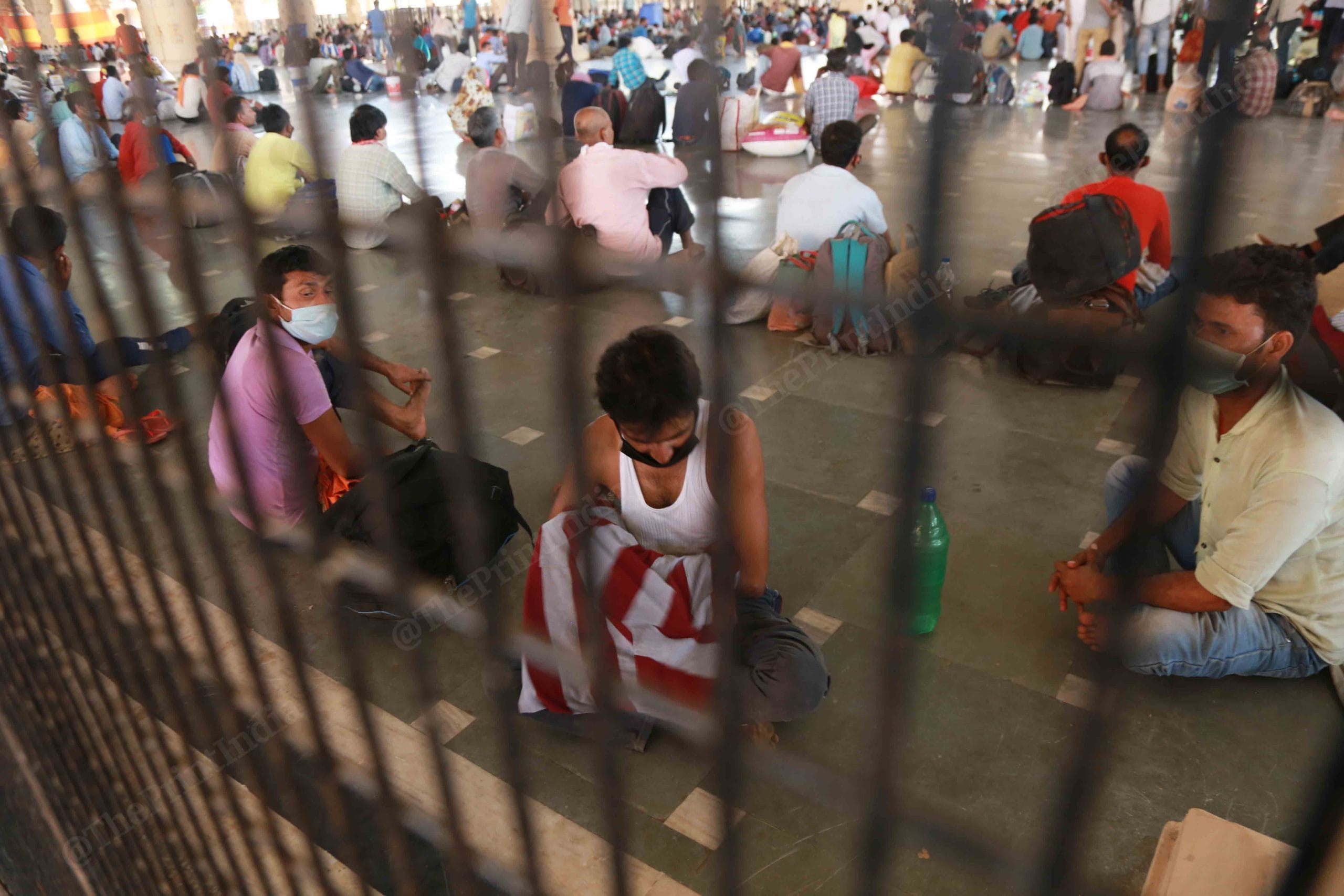 Migrant workers shifted inside the temple | Photo: Manisha MOndal | ThePrint