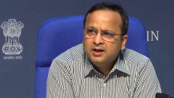 Health ministry joint secretary and spokesperson Lav Agarwal addresses the media Friday | Photo: ANI
