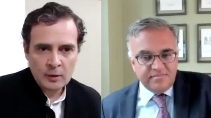 Video screen grab of Congress leader Rahul Gandhi and Dr Ashish Jha | Twitter
