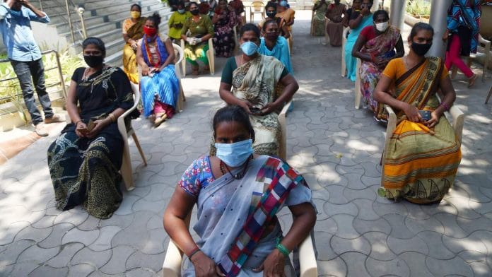 Transgender persons observe physical distancing while they wait for food in Tamil Nadu (representational image) | Photo: ANI