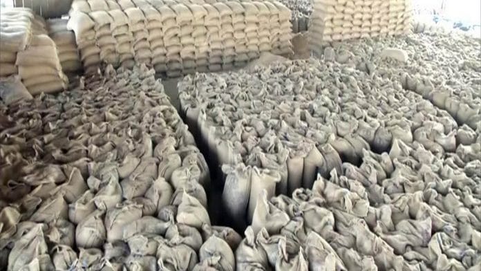 Sacks of wheat in a godown | Representational image | Photo: ANI